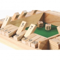 Shut The Box 10 en bois avec 4 dés