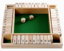 Shut The Box 10 en bois avec 4 dés